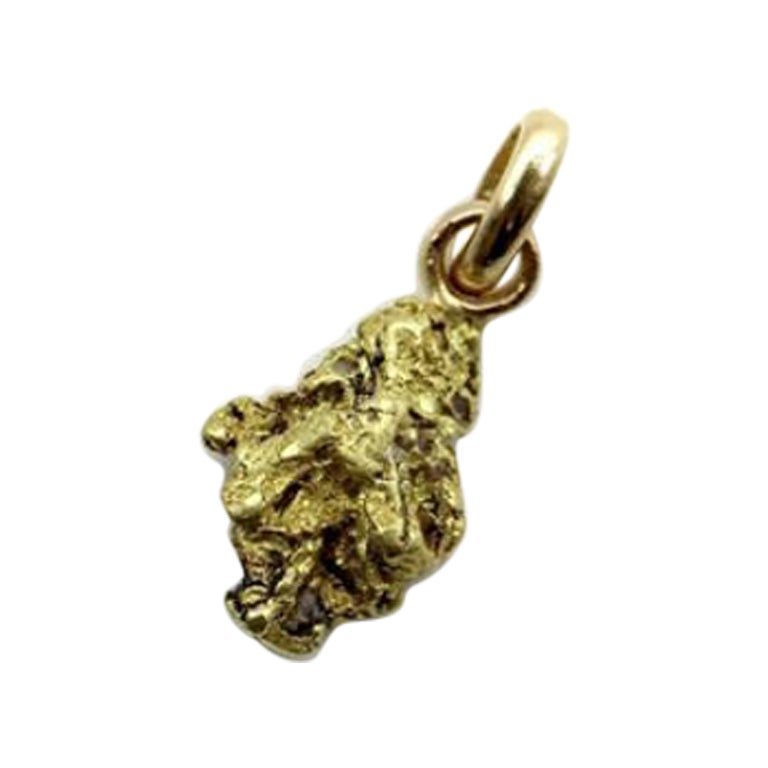 Petite 22K Gold Nugget Charm with 14K Gold Bail For Sale