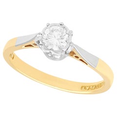 Verlobungsring, Vintage 1960er Jahre, Diamant und Gelbgold Platin gefasst Solitär