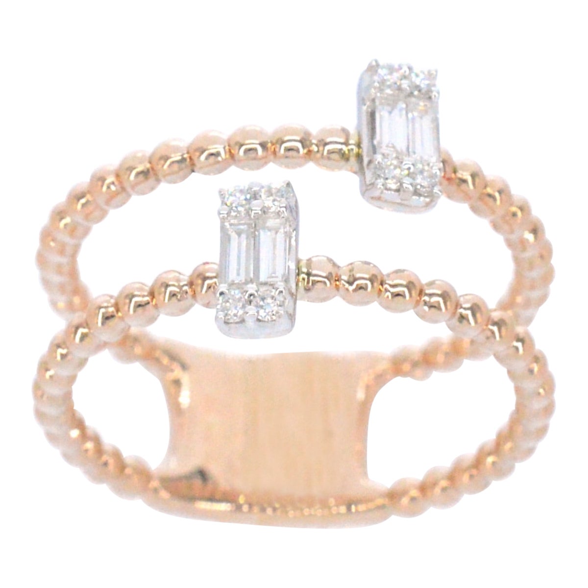 Bague en or rose sertie de diamants en vente