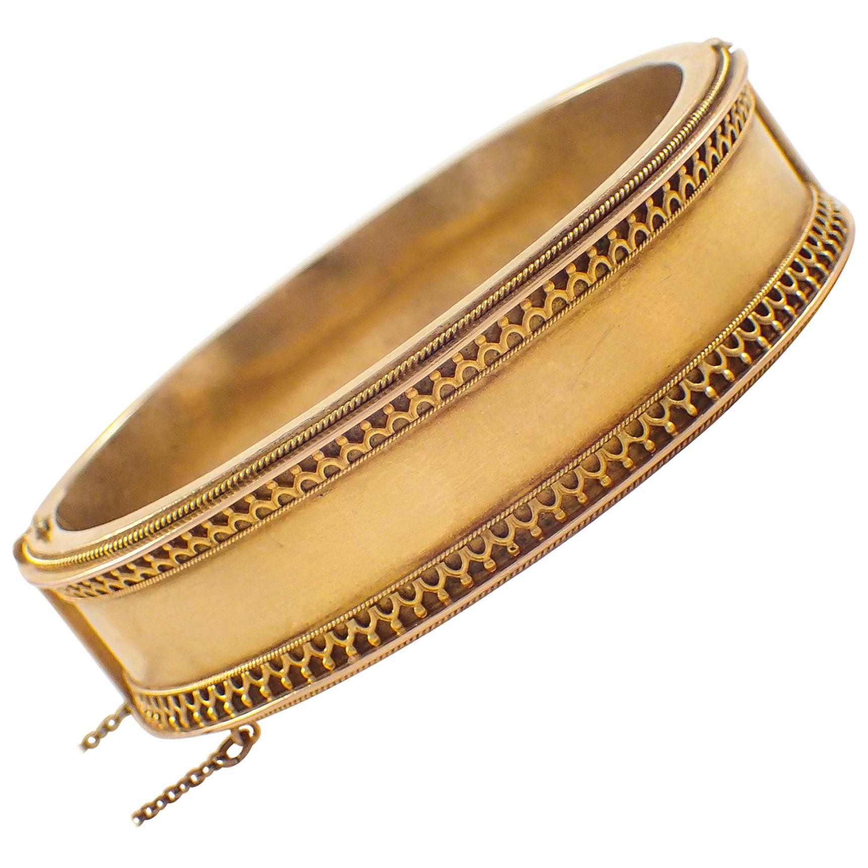 Victorian Gold Hinged Bangle Bracelet