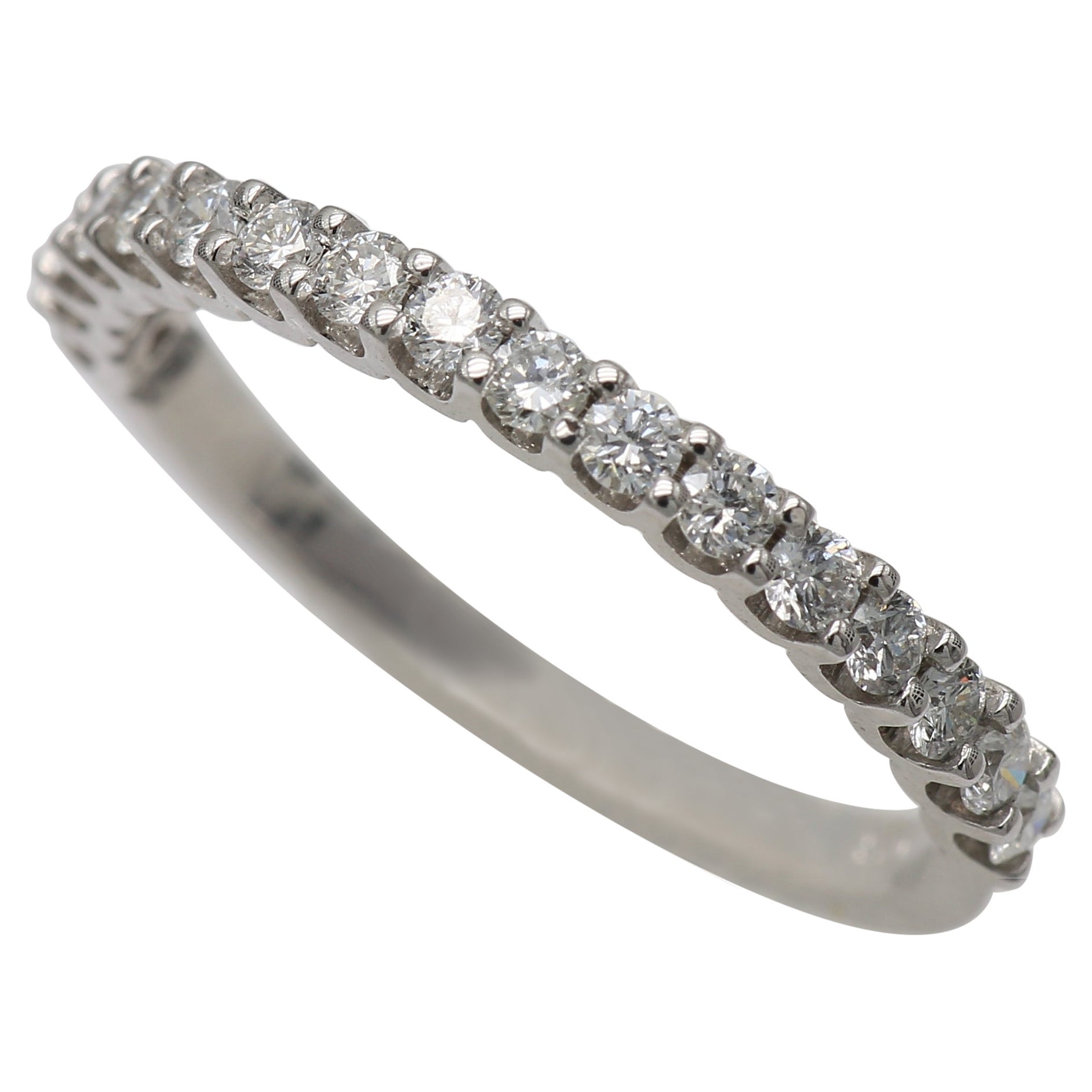 0.48 Carat Natural Diamonds Round Shape Half Eternity Ring Band in White Gold For Sale