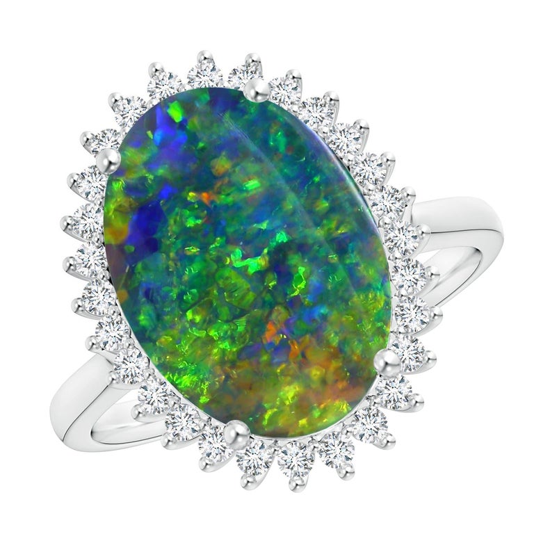 Customizable Angara Gia Certified Natural Black Opal Classic Oval Halo ...