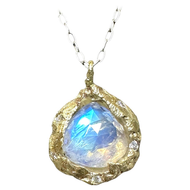Moonstone Long Necklace In 18K Yellow Gold
