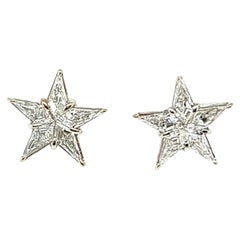 Diamond 18 Karat White Gold Illusion Set Star Stud Earrings