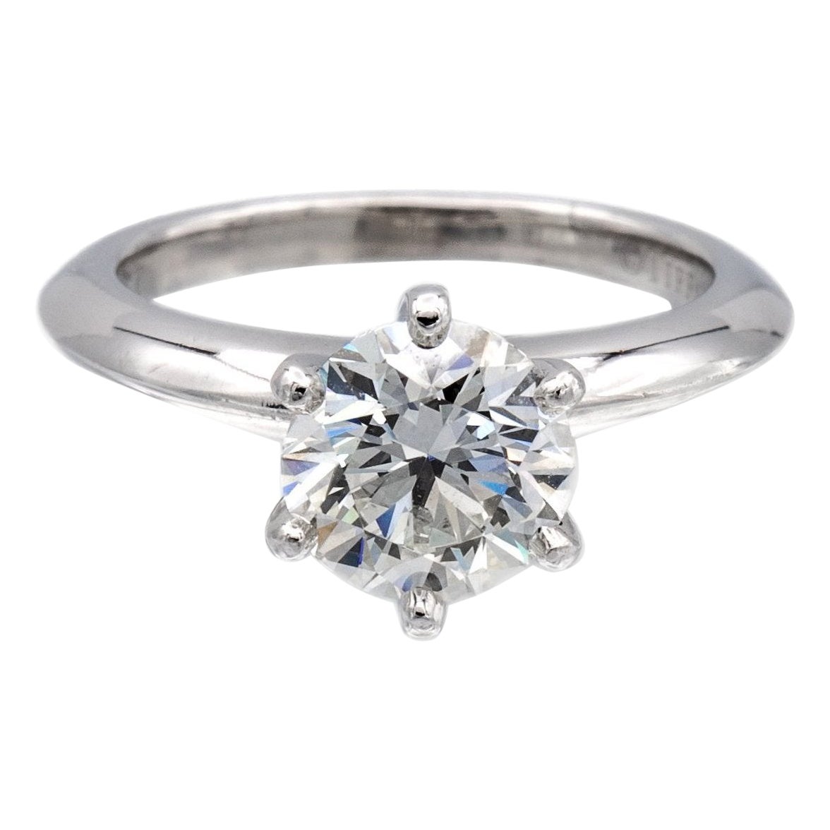 Tiffany and Co. Platinum Solitaire Round Diamond Engagement Ring 1.04ct IVS1