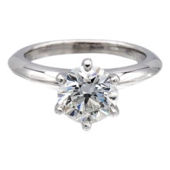 Tiffany and Co. Bague de fiançailles solitaire en platine avec diamant rond 1,04 carat IVS1