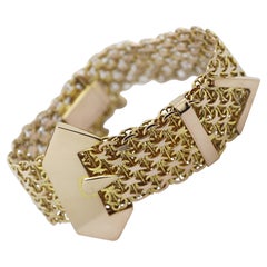 Yellow Gold Woven Link Buckle Style Bracelet
