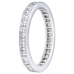 Vintage Carre Cut 1.50 Ct Channel Set Diamond Wedding Eternity Band Set in Platinum