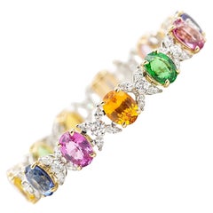 Oscar Heyman Rainbow Sapphire & Diamond Bracelet in Platinum & 18k