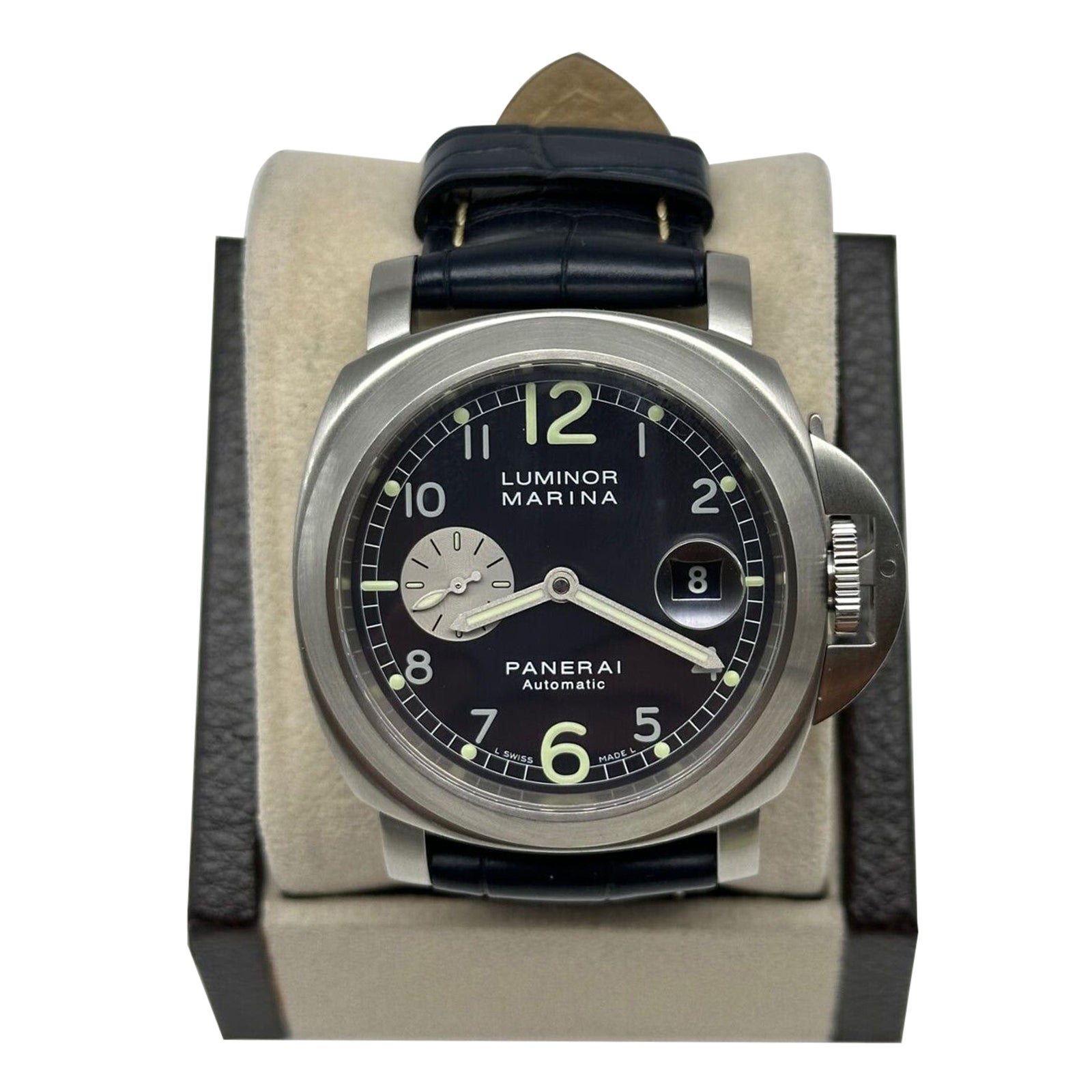 Panerai PAM00086 Pam 86 Luminor Marina Esfera Negra Acero Piel Correa Caja Papel en venta