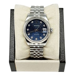 Rolex Montre Datejust de taille moyenne 31 mm en acier et or 18 carats avec cadran en diamant bleu Jubilee 178274