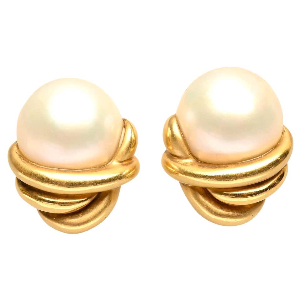 Gold, Enamel and Pearl Earrings For Sale at 1stDibs