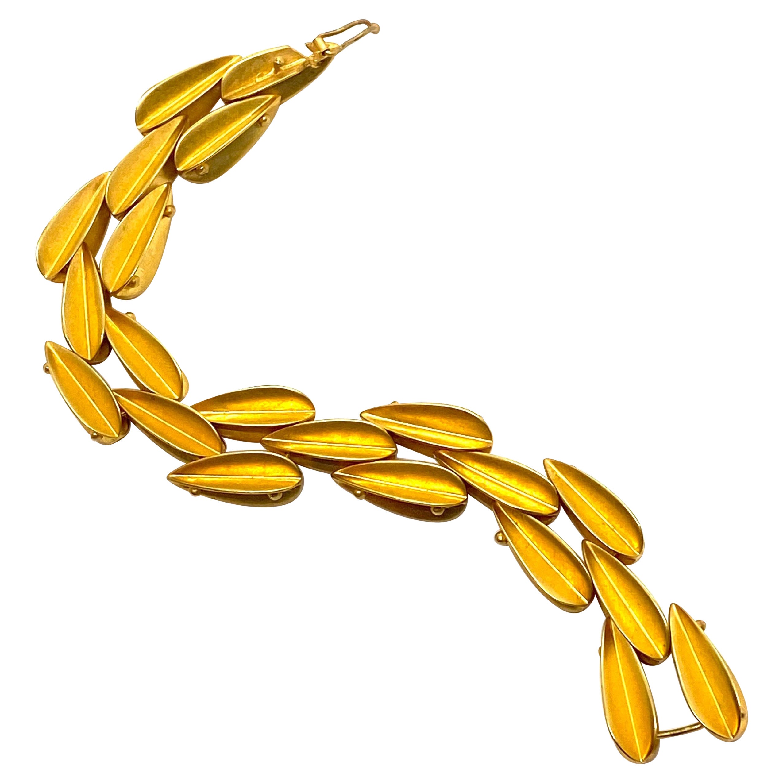 Robert Lee Morris Matte Gold Plated Brass Dart Bracelet For Sale