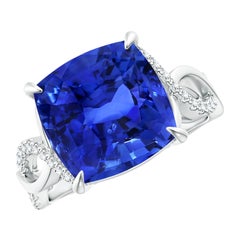 GIA Certified Natural Blue Sapphire Ring in White Gold with Diamonds