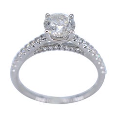 White Gold Ring with a Brilliant Cut Diamond of 1.01 Carat
