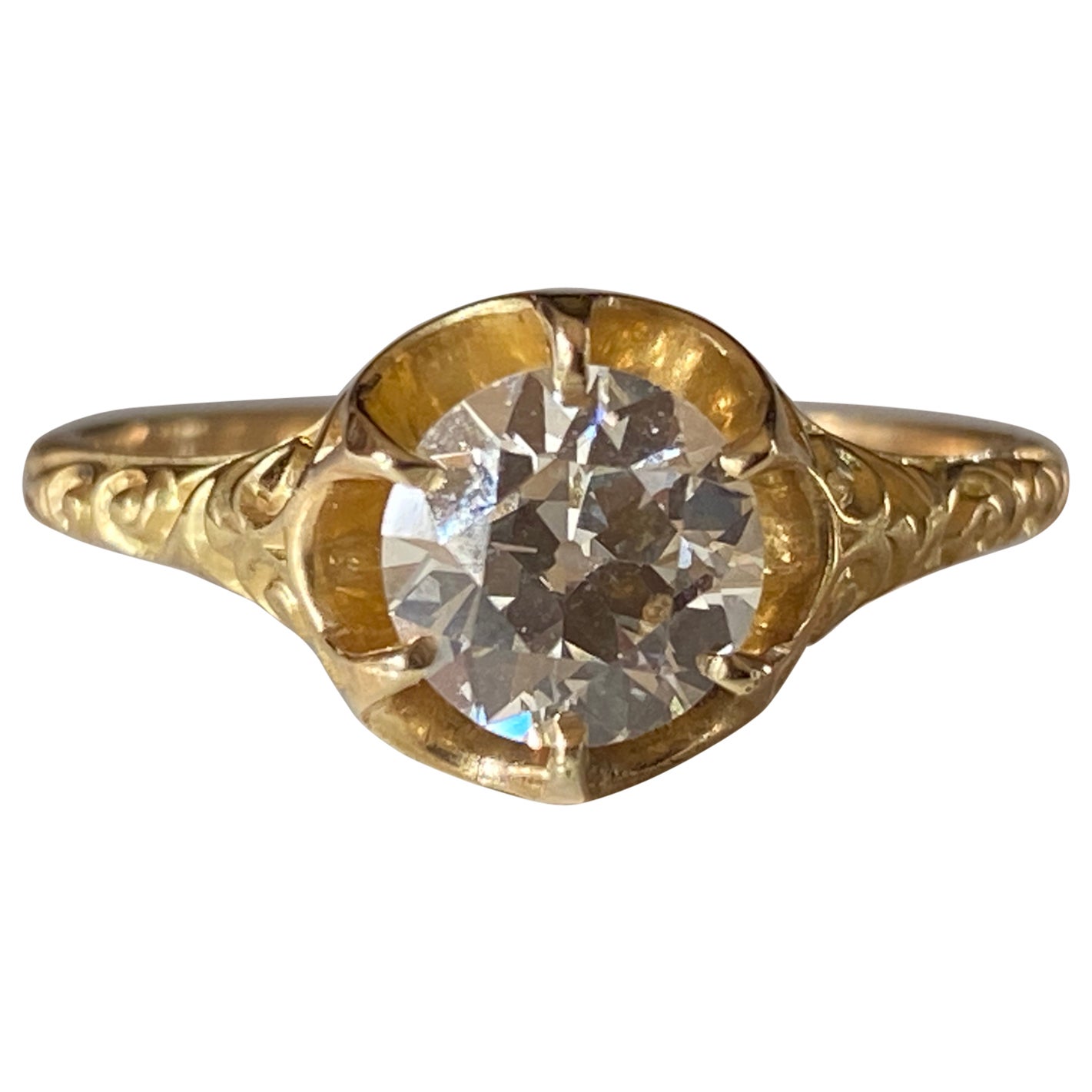 Antique Victorian GIA Certified Diamond Solitaire Ring For Sale