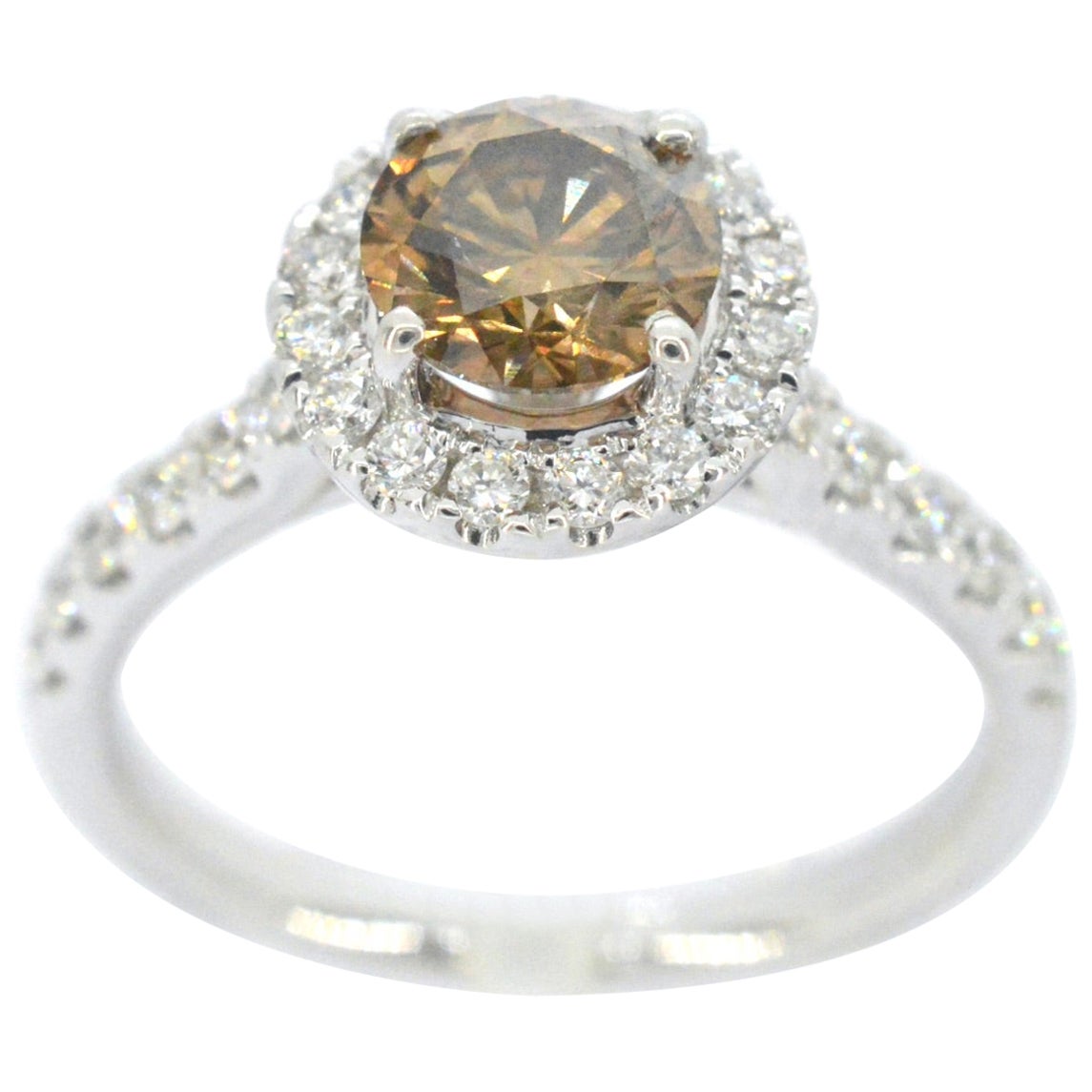 Gold Solitaire Ring with Diamonds For Sale