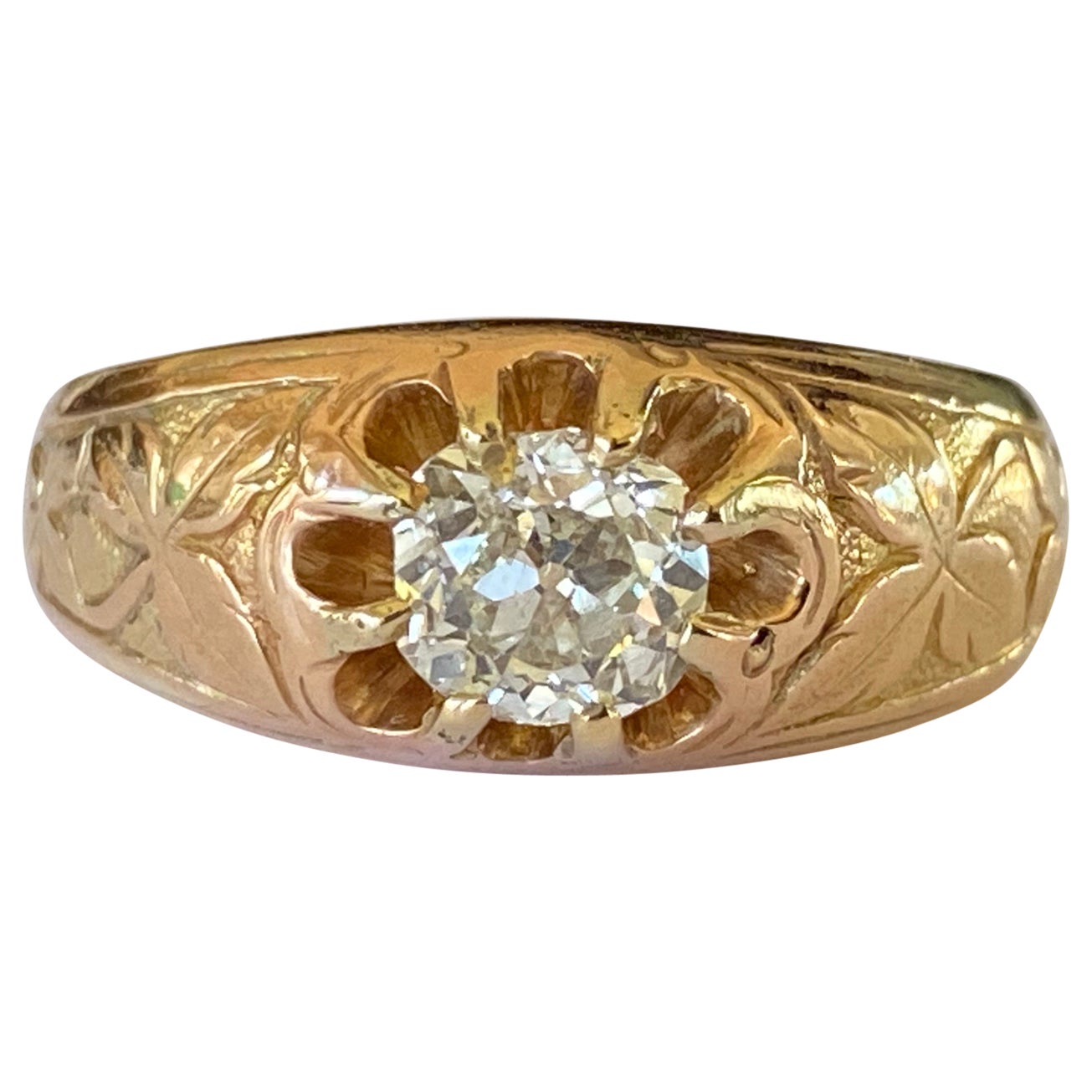 viktorianischer Solitär-Ring aus Diamant und Gold im Angebot