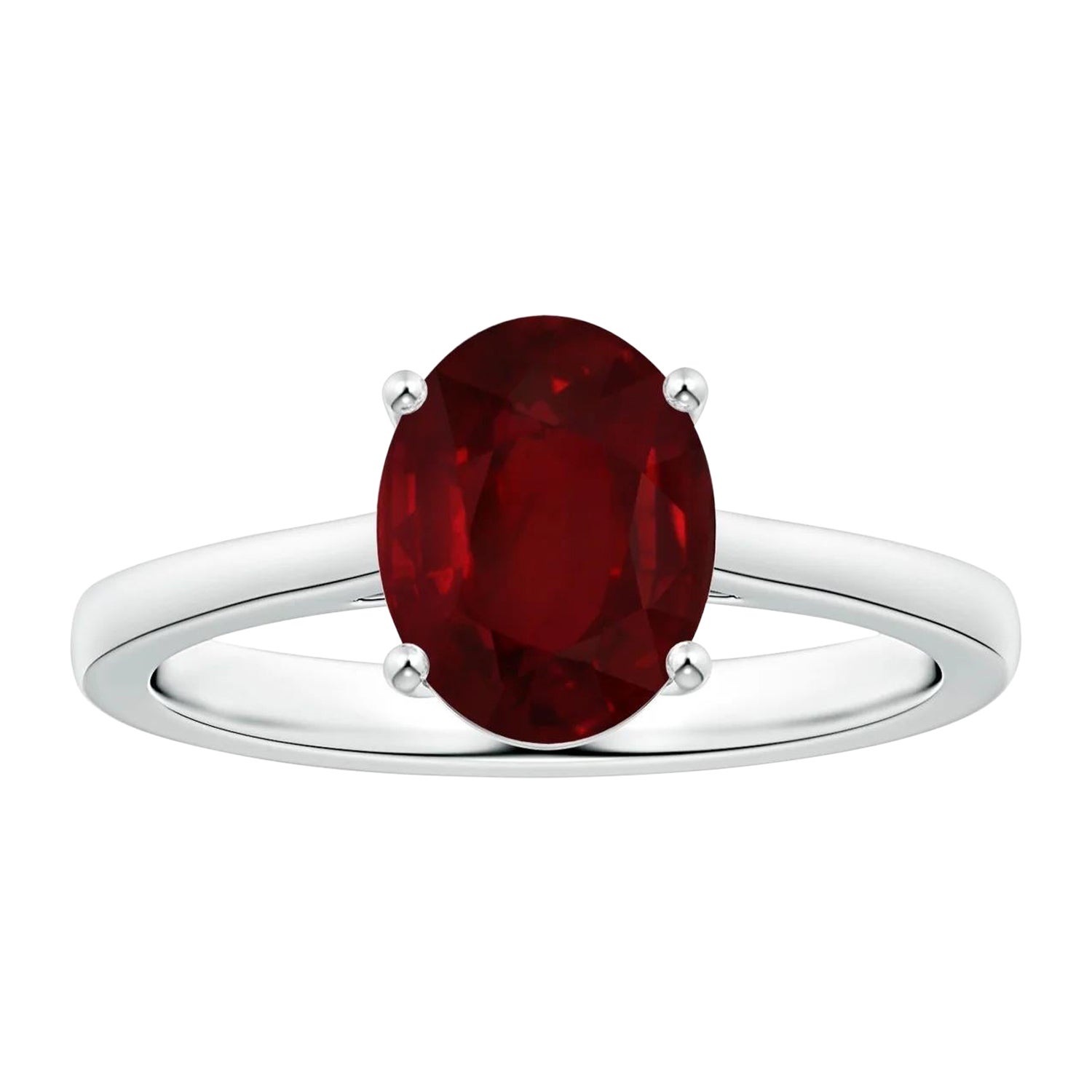 For Sale:  ANGARA GIA Certified Ruby Solitaire White Gold Ring with Reverse Tapered Shank