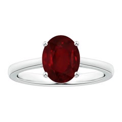ANGARA GIA Certified Ruby Solitaire White Gold Ring with Reverse Tapered Shank