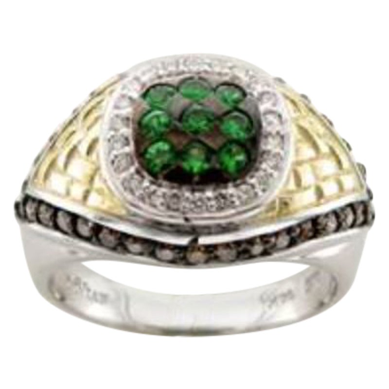 Le Vian Ring Featuring Forest Green Tsavorite Chocolate Diamonds For Sale