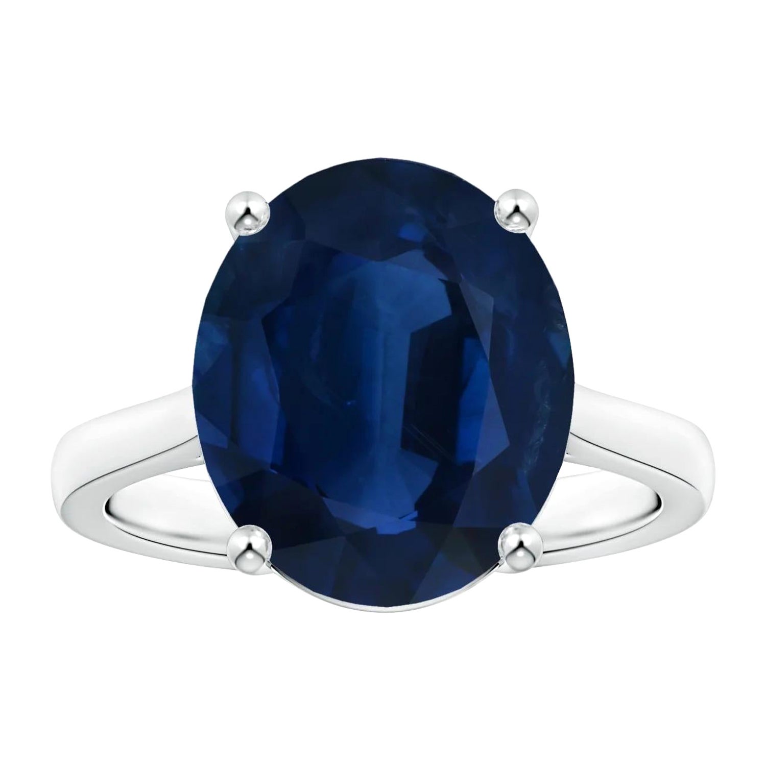 ANGARA GIA Certified Sapphire Solitaire Reverse Tapered Shank Ring in White Gold