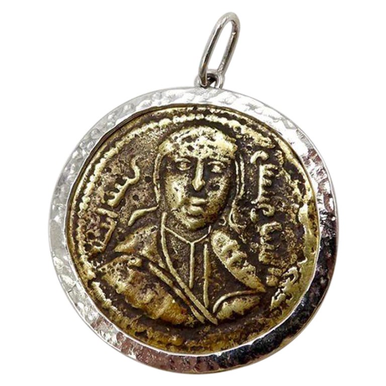 Ancient Silver Drachma Coin with Medusa in 14K Gold Mount For Sale at ...