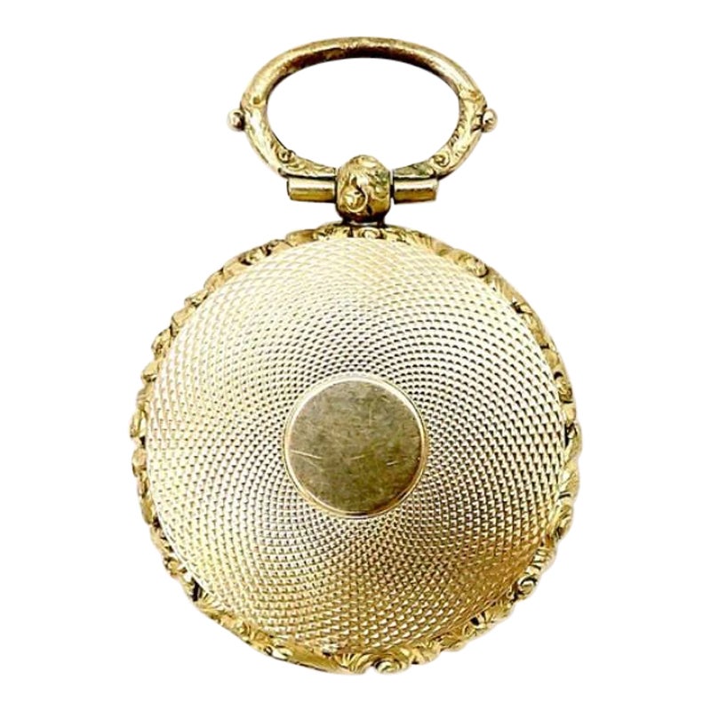 10K Gold Engine-Turned Mourning Locket with Braided Hair For Sale