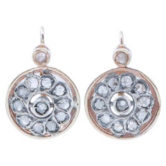 Diamonds, Rose Gold and Silver Earrings