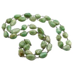 Vintage Brazilian Sterling Silver Wire-Wrapped Aventurine Necklace, circa 1960's