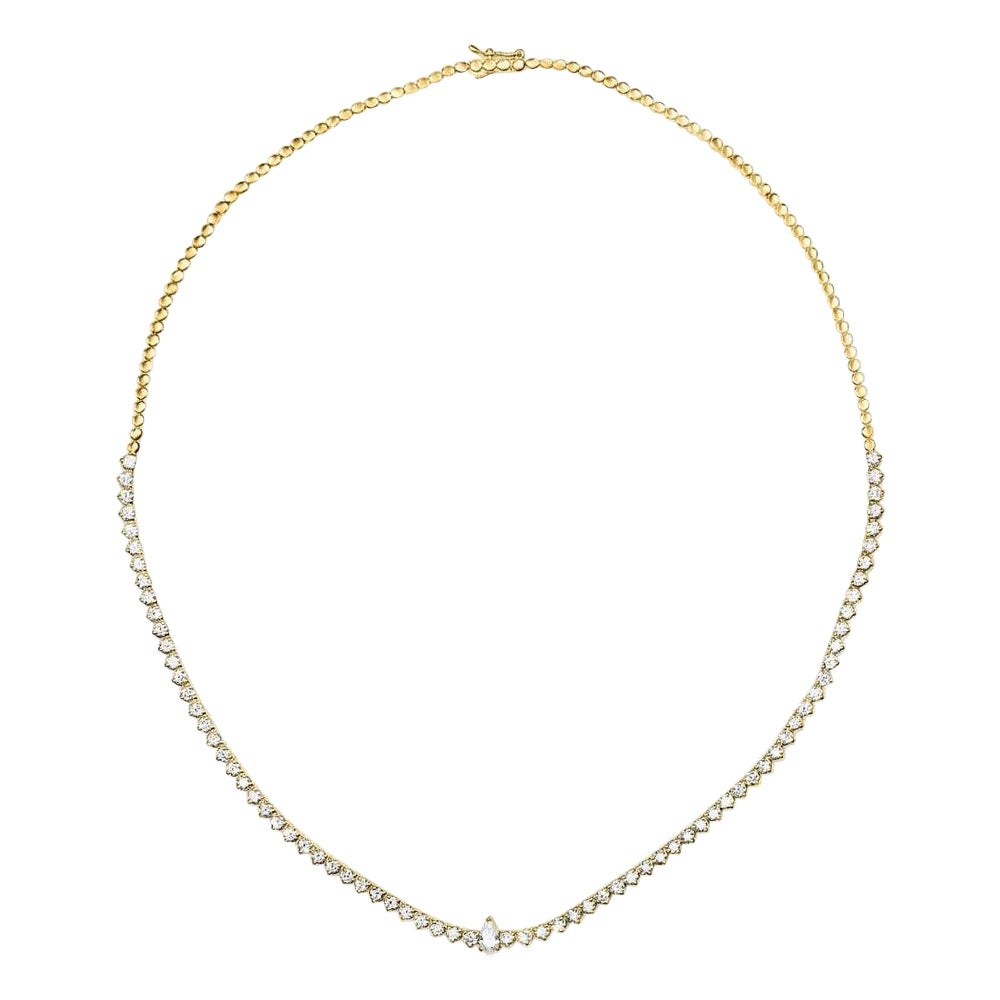 4.20 Carat Diamond Lor Collier Necklace in 14 Karat Yellow Gold, Shlomit Rogel For Sale