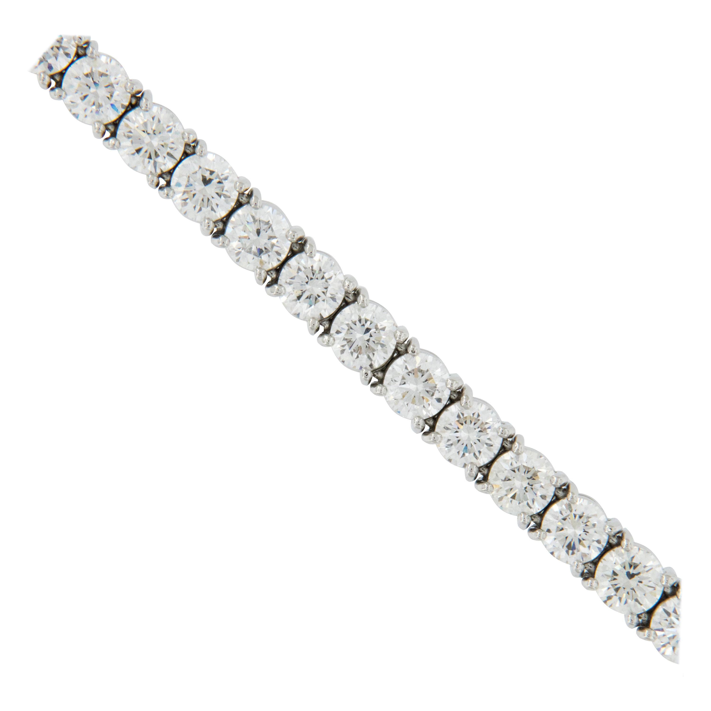 Hand Fabricated Platinum and 5.63 Cttw. Fine Quality Diamond Tennis Bracelet  For Sale