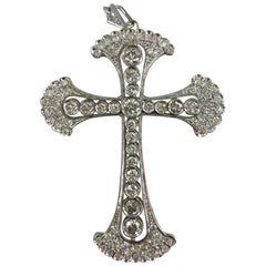 Antique Platinum and Diamond Cross Pendant