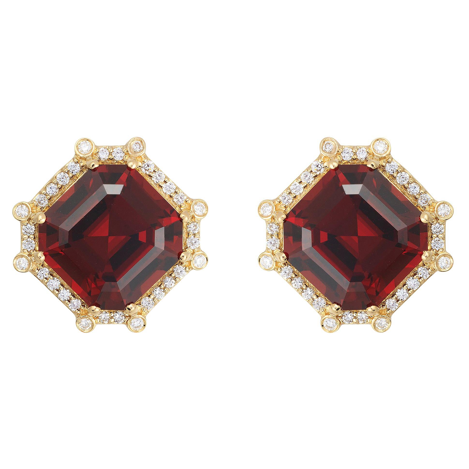 Goshwara Garnet Asscher Cut And Diamond Earrings