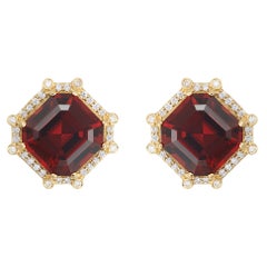 Goshwara Garnet Asscher Cut And Diamond Earrings