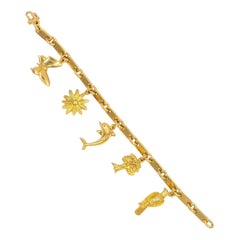 Retro Hermes 18K Yellow Gold Charm Bracelet