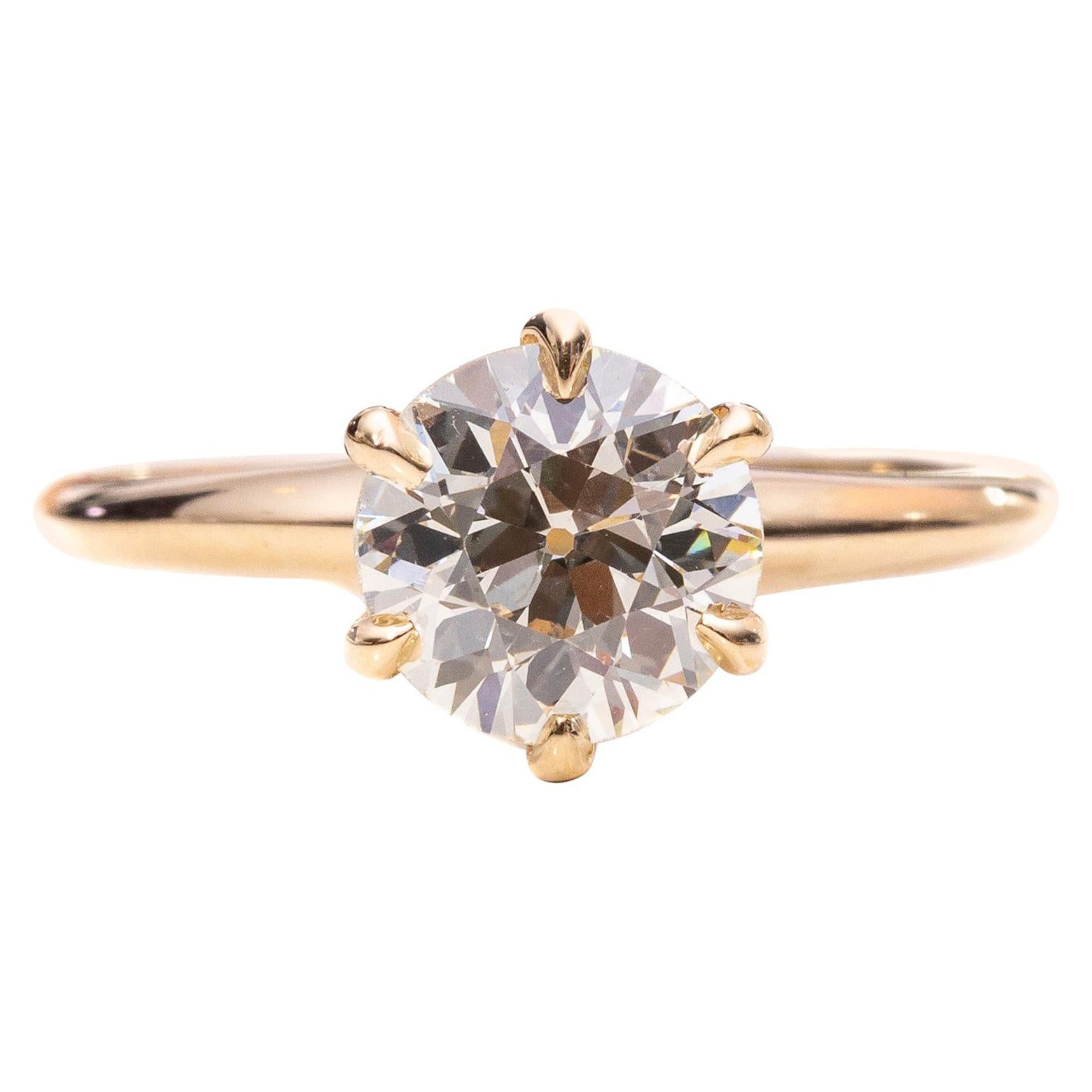 1920s 1.29 Carat Old European Diamond Engagement Ring