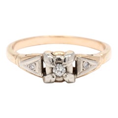 Retro Diamond Engagement Ring, 14K Yellow Gold, Ring