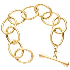 Faye Kim 18k Gold handgefertigt übergroße Gold Link Toggle-Armband