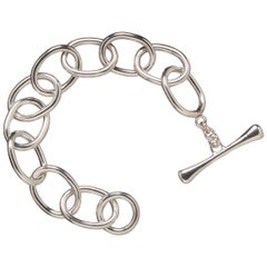 Faye Kim Sterling Silver Chunky Oval Link Toggle Bracelet