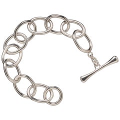 Faye Kim Sterling Silver Chunky Oval Link Toggle Bracelet