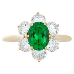 Vintage Tiffany & Co. Tsavorite and Diamond Princess Diana Style Ring In 18KYG