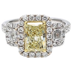 Anello in oro con diamanti bianchi e gialli radianti naturali certificati GIA da 2,87 carati TW