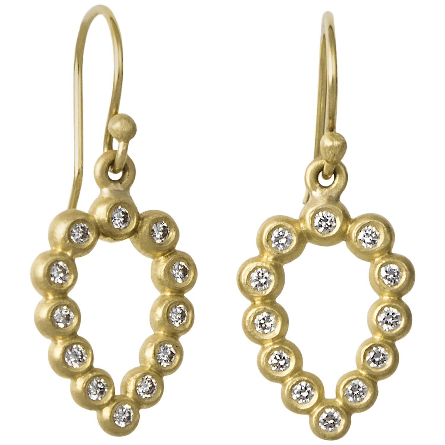 Faye Kim Diamond Granulation Teardrop Earrings