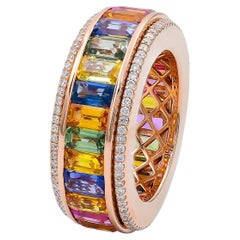 Bague ''Spinning'' en diamant et saphir multicolore, petite, Spectra Fine Jewelry