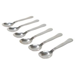 Set of 6 Georg Jensen Sterling Silver Landby/Nordic #76 Coffee Spoons