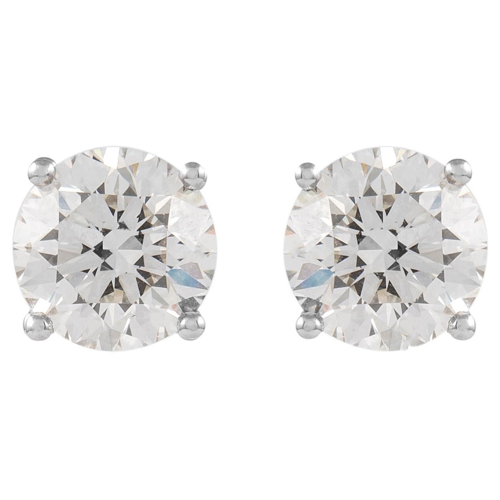 Alexander GIA 6.06 Carat Round Diamond I/J VS1 Stud Earrings 18k White Gold For Sale
