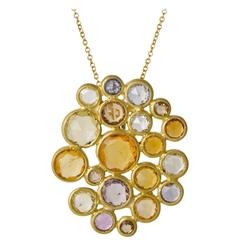 Faye Kim Multicolored Sapphire Diamond Confetti Statement Pendant