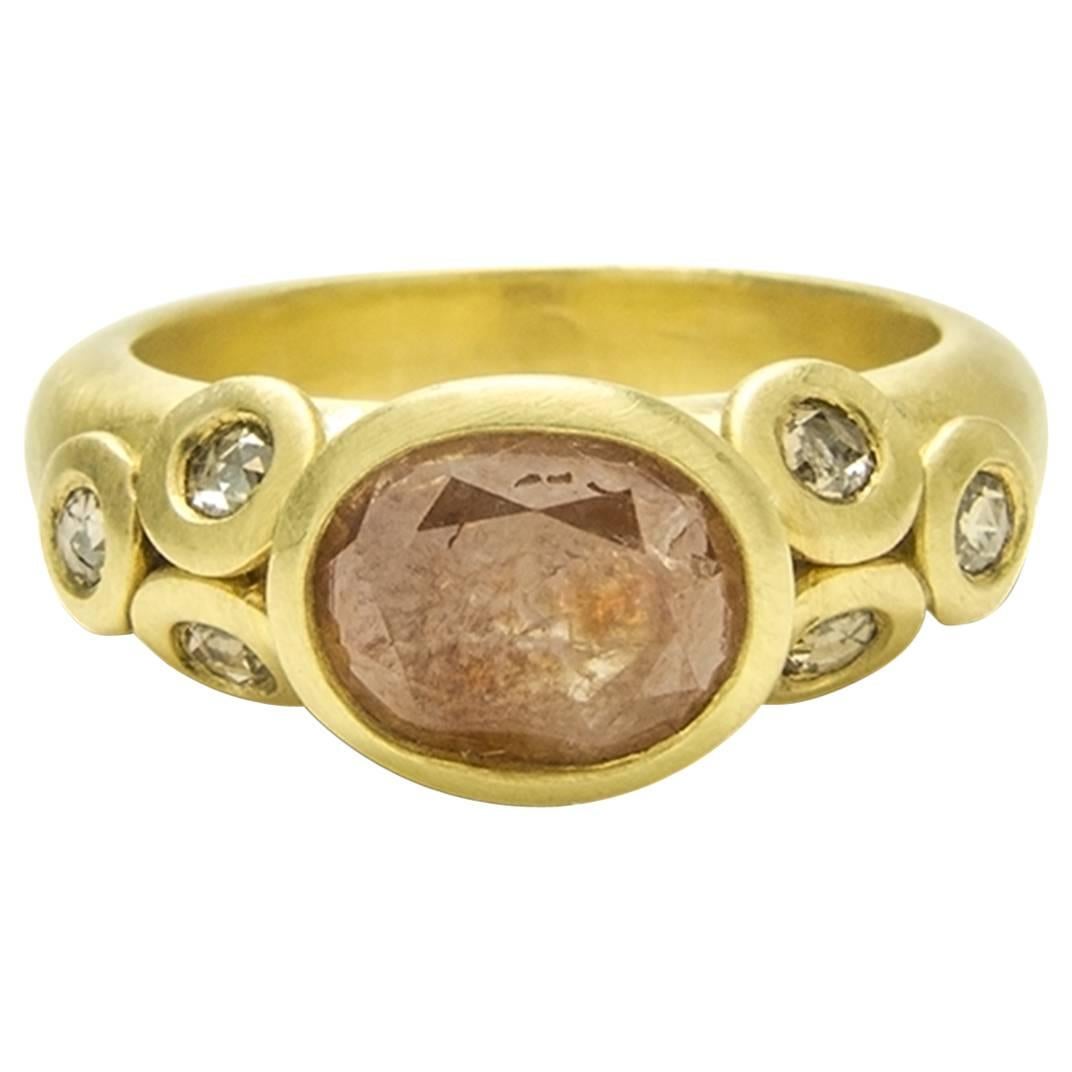 Faye Kim Diamond Gold Blush Diamond Bezel Ring