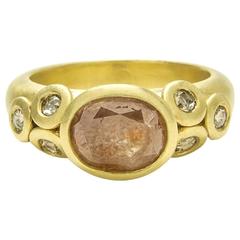 Faye Kim Diamond Gold Blush Bezel Stack Ring 1